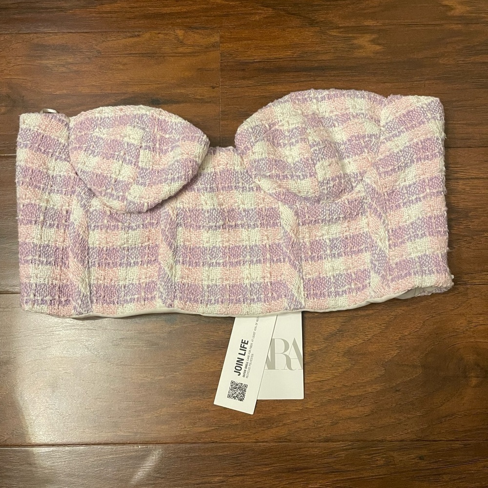 NWT Zara Tweed Crop Top Size M